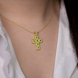Byzantine Square Cross with Emeralds Odysseus Jewelry