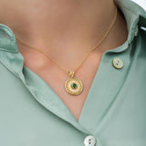Byzantine Gold Round Emerald Pendant Odysseus Jewelry