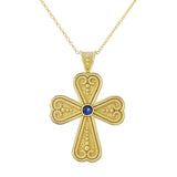 Byzantine Heart Cross with Sapphire Odysseus Jewelry