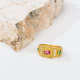 Gold Multi Color Byzantine Ring Odysseus Jewelry