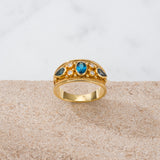London Topaz Gold Byzantine Ring with Diamonds Odysseus Jewelry