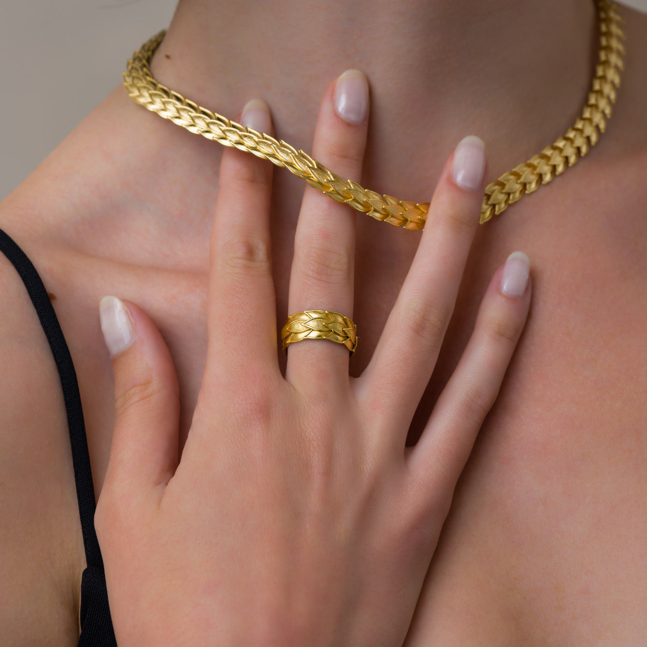 18K Byzantine Gold Laurel Necklace Odysseus Jewelry