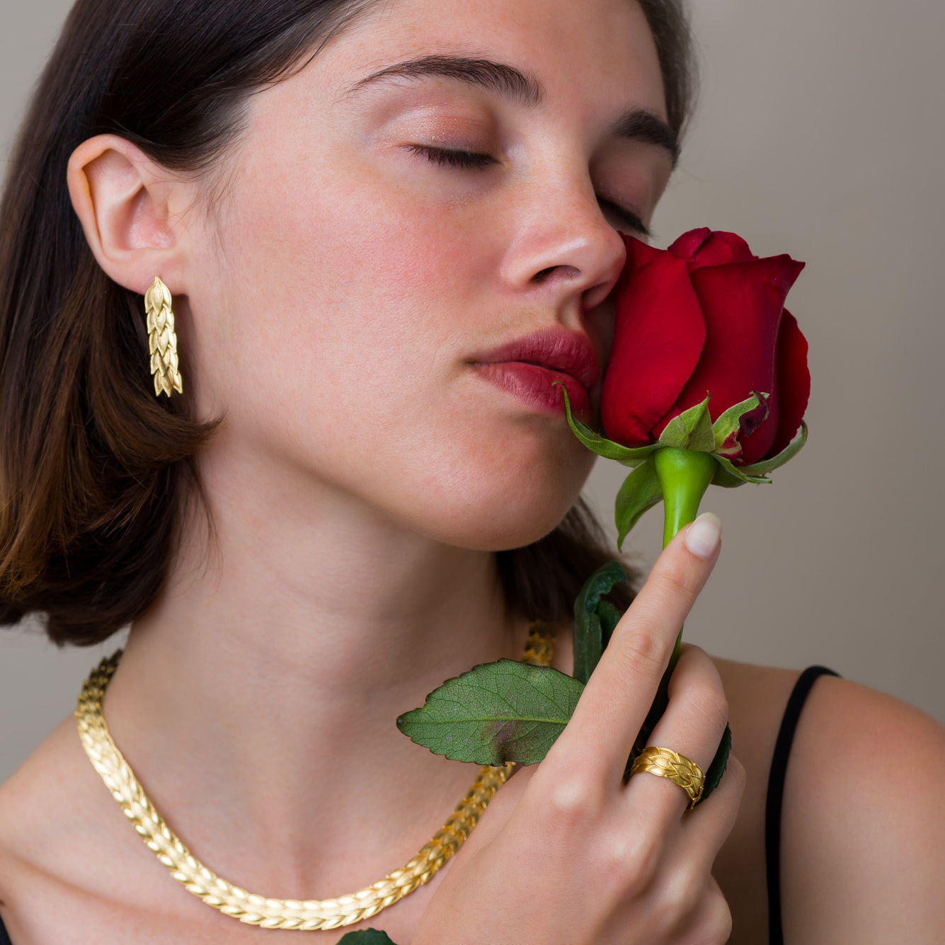 18K Byzantine Gold Laurel Earrings Odysseus Jewelry