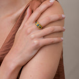 London Topaz Gold Byzantine Ring with Diamonds Odysseus Jewelry