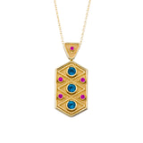Topaz Sapphire Byzantine Gold Pendant Odysseus Jewelry