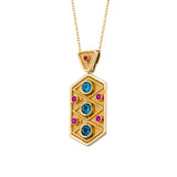 Topaz Sapphire Byzantine Gold Pendant Odysseus Jewelry
