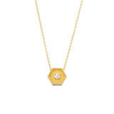 Gold Polygon Pendant with Diamond Odysseus Jewelry