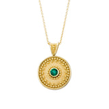Byzantine Gold Round Emerald Pendant Odysseus Jewelry
