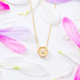 Gold Polygon Pendant with Diamond Odysseus Jewelry