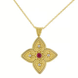 Byzantine Cross Pendant with Ruby and Diamonds Odysseus Jewelry