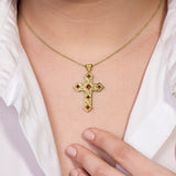 Byzantine Cross Pendant with Squares and Rubies