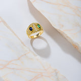 Byzantine Emerald and Sapphire Gold Ring Odysseus Jewelry