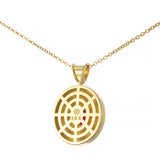 Byzantine Gold Oval Pendant with Ruby and Shiny Finish Odysseus Jewelry