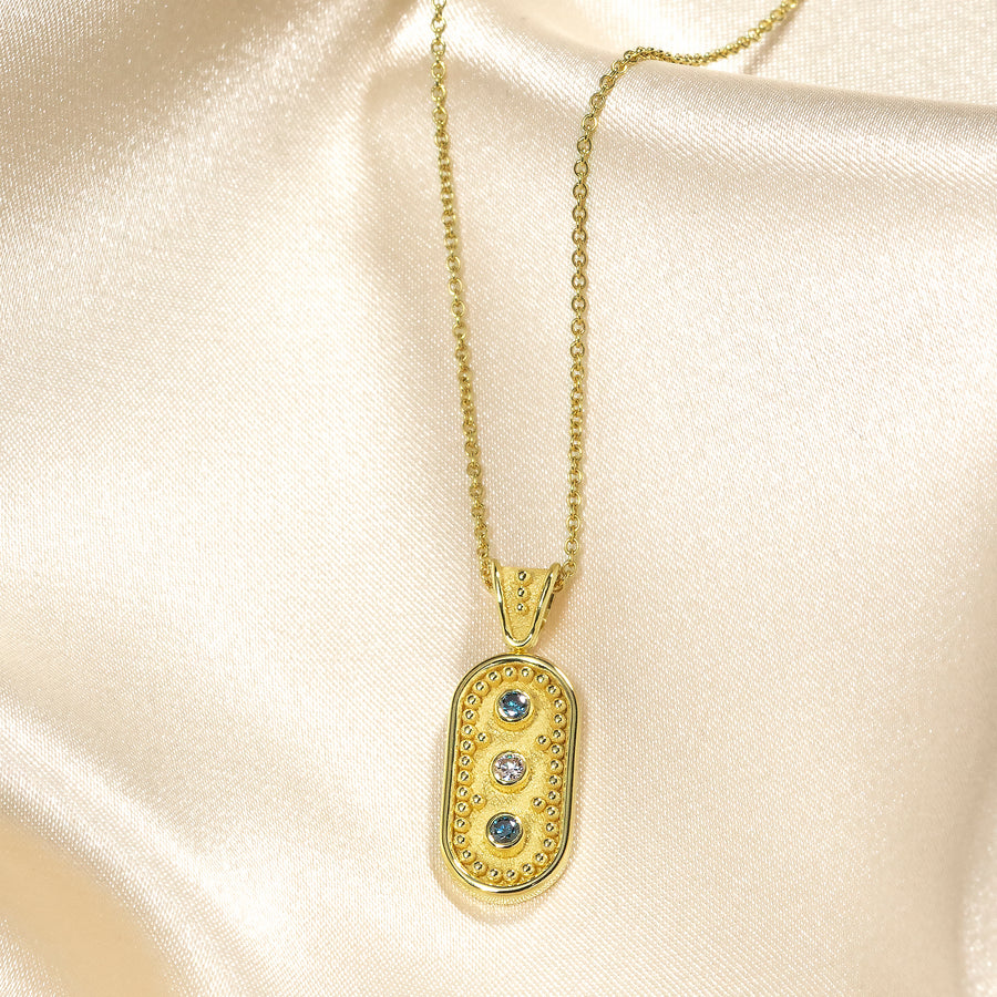 Byzantine Gold Pendant with Blue Diamonds