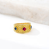 Byzantine Gold Ring with Ruby and Sapphires