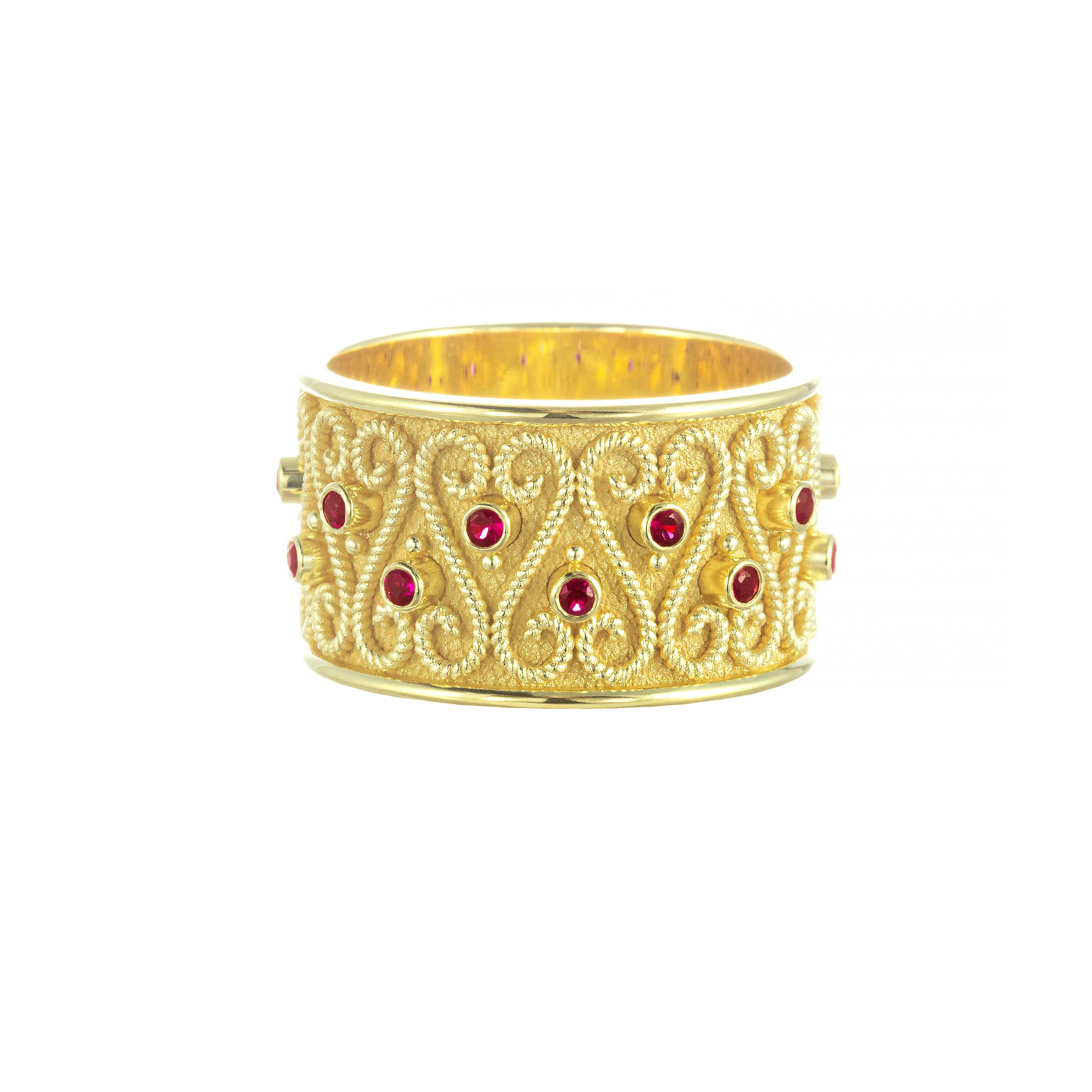 Gold Band Ring with Rubies Odysseus Jewelry