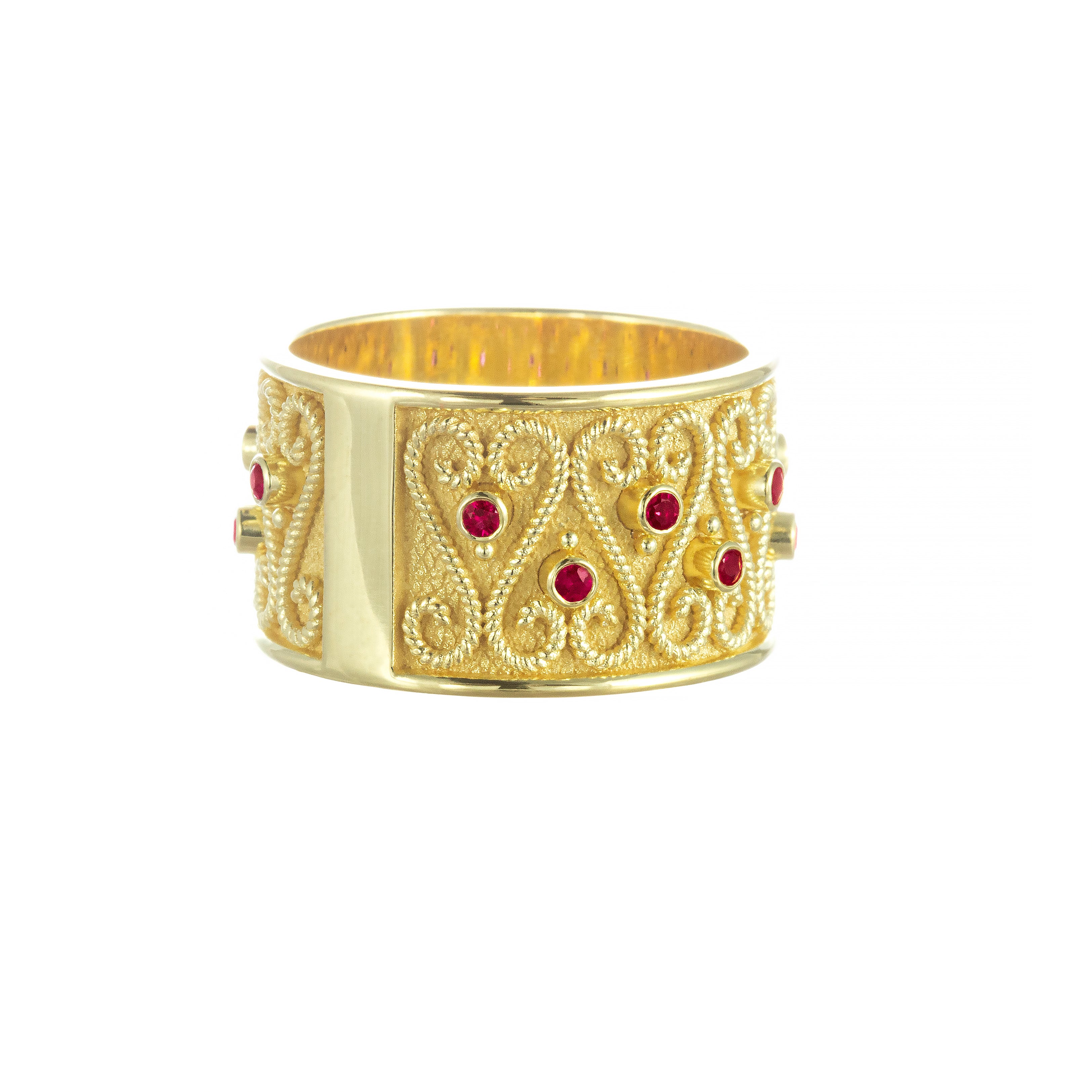 Gold Band Ring with Rubies Odysseus Jewelry