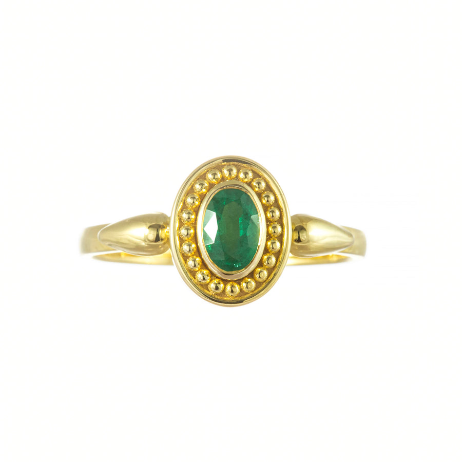 Gold Byzantine Ring with Emerald
