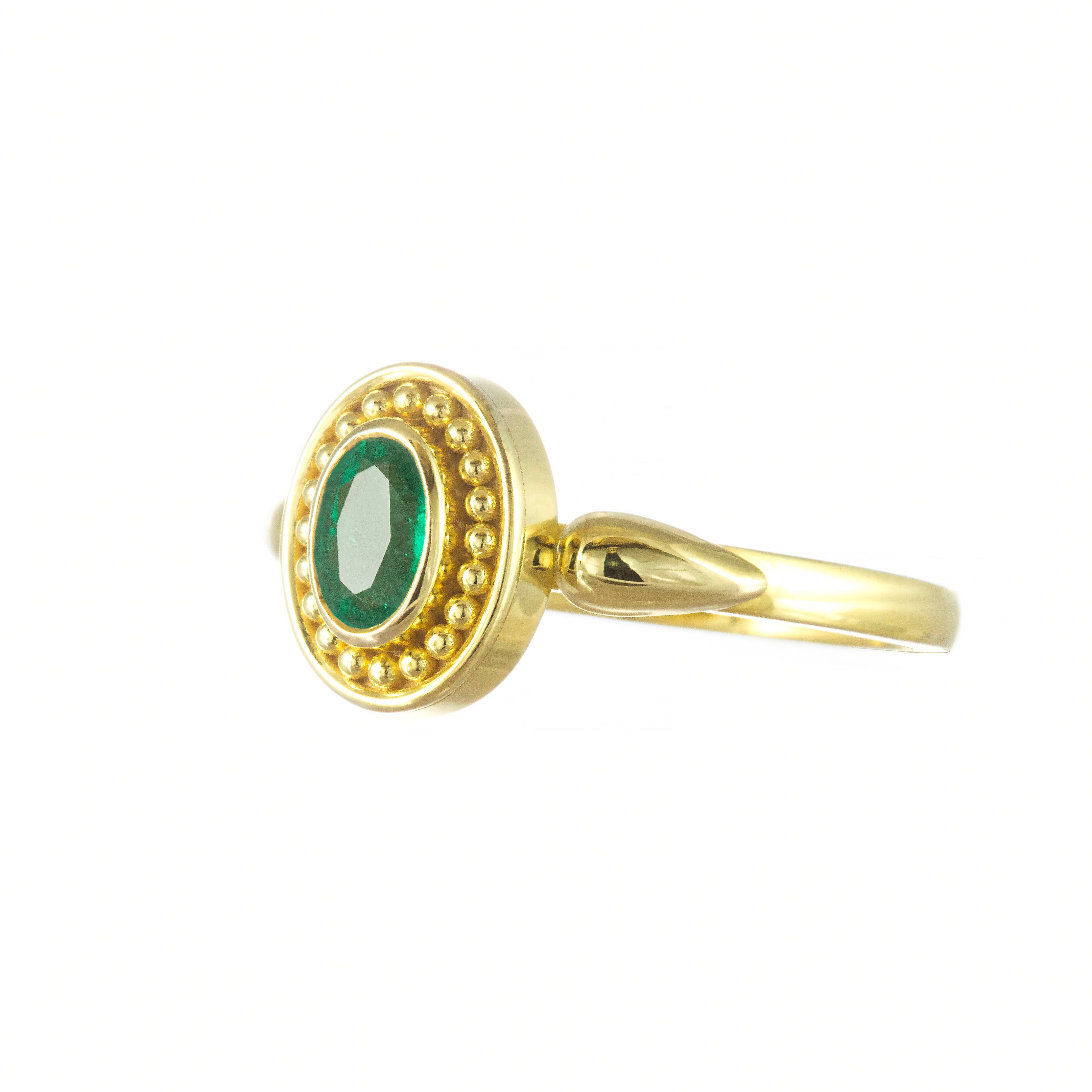 Gold Byzantine Ring with Emerald Odysseus Jewelry