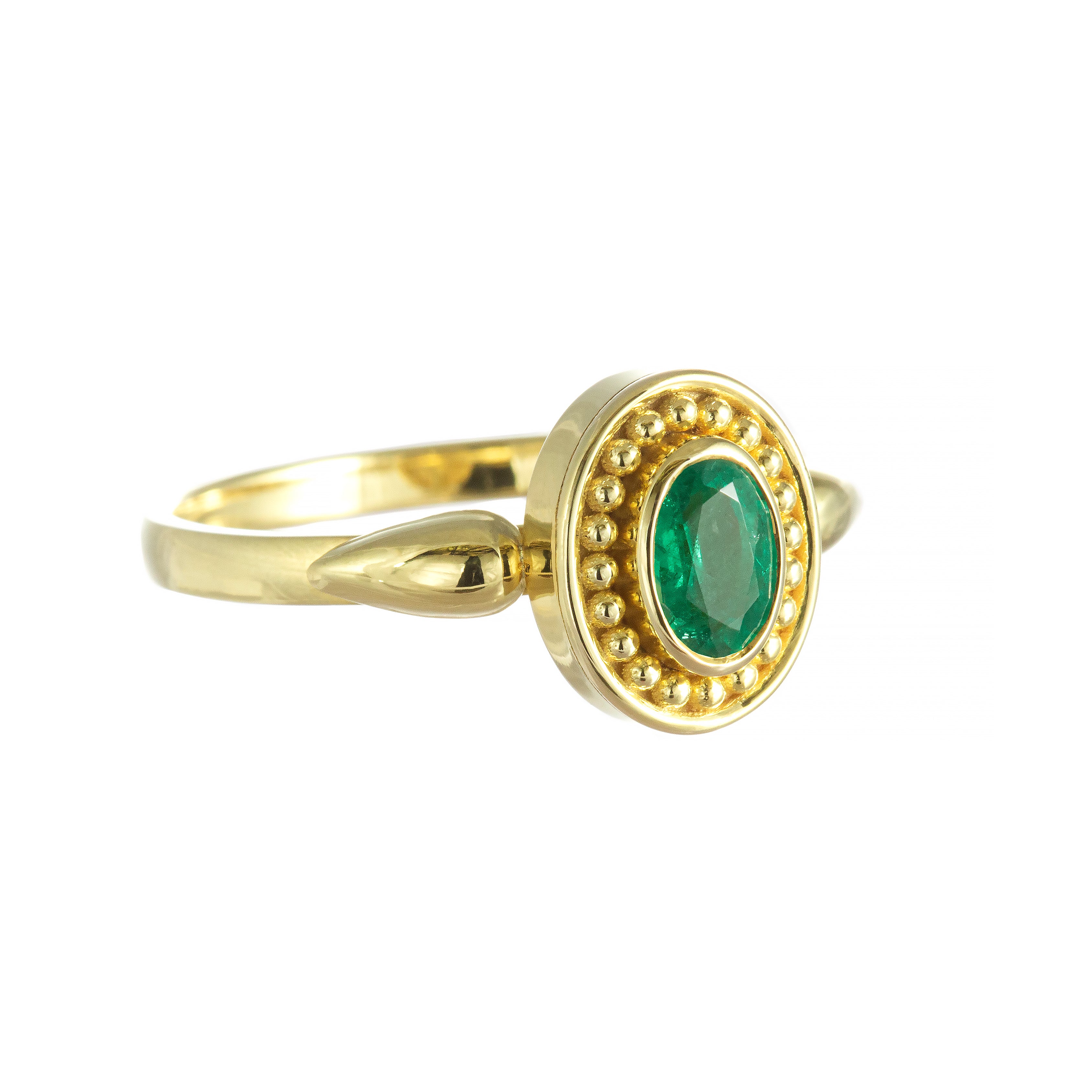 Gold Byzantine Ring with Emerald Odysseus Jewelry