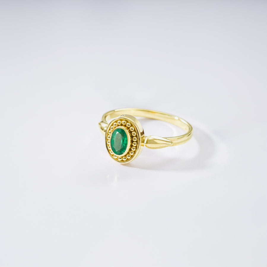 Gold Byzantine Ring with Emerald