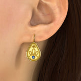 Gold Eye Earrings with Sapphires