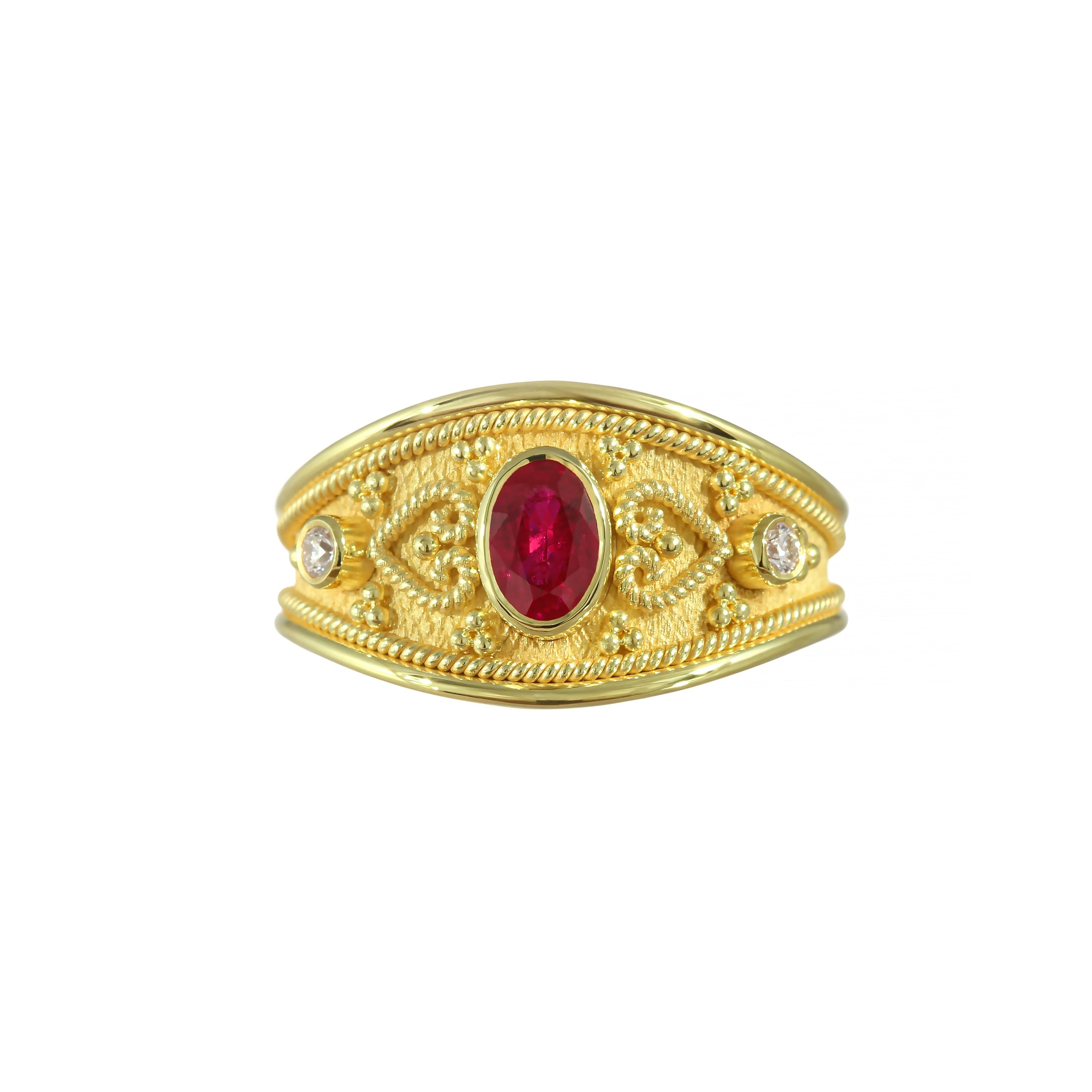 Ruby Ring with Brilliance and Hearts Odysseus Jewelry