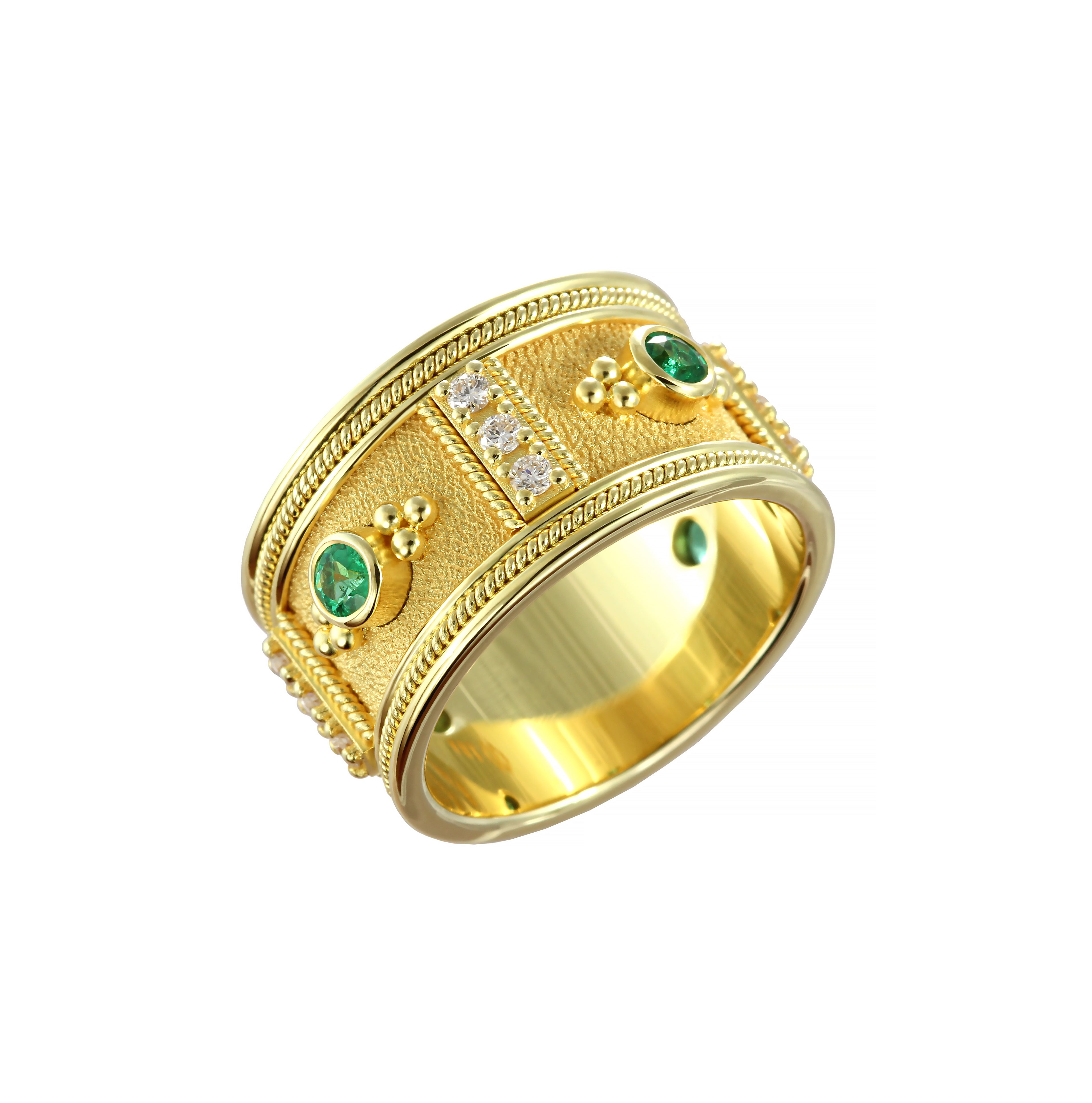 Gold Ring with Emeralds and Brilliance Odysseus Jewelry