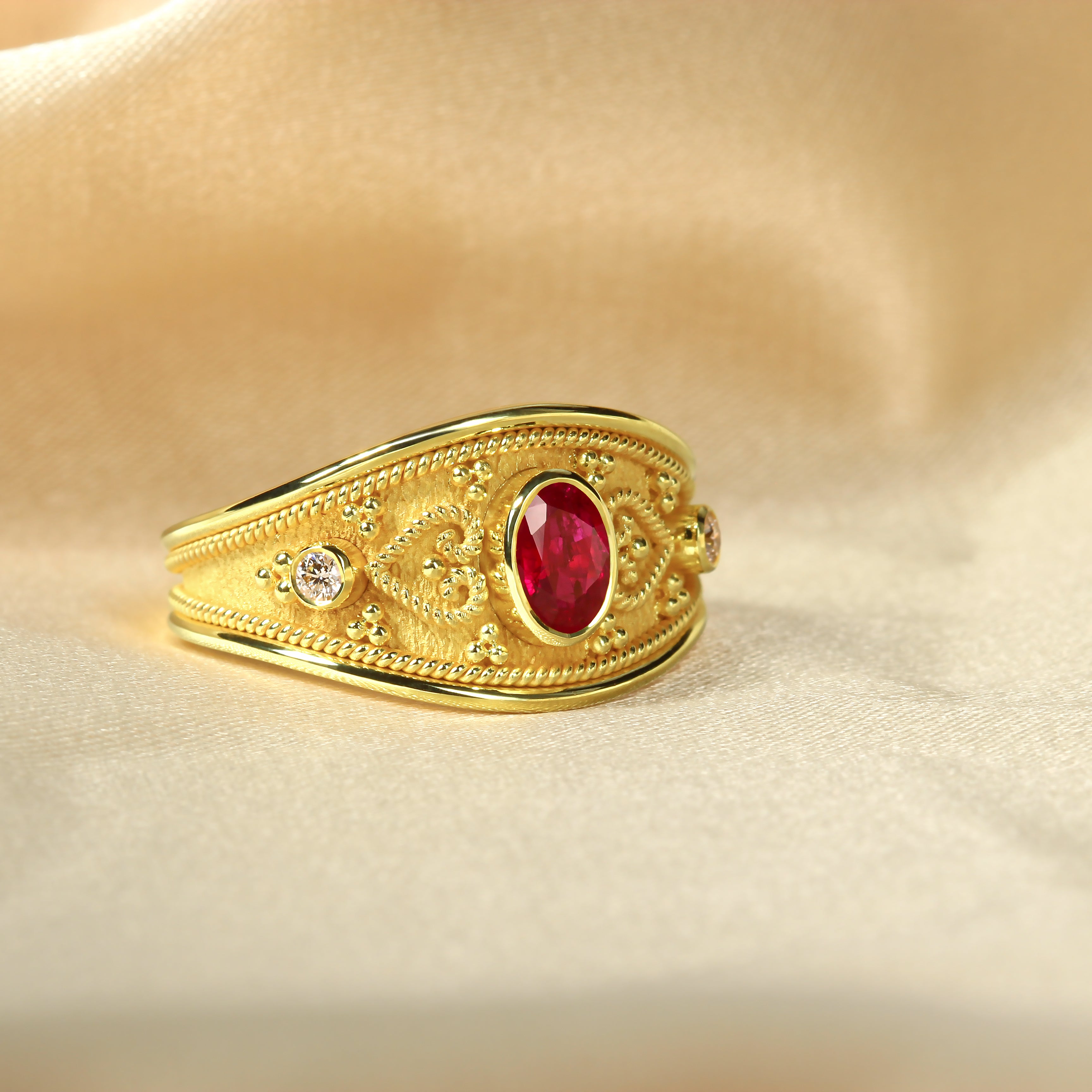 Ruby Ring with Brilliance and Hearts Odysseus Jewelry