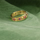 Pyramid Gold Ring with Pink Sapphires and Amethysts Odysseus Jewelry