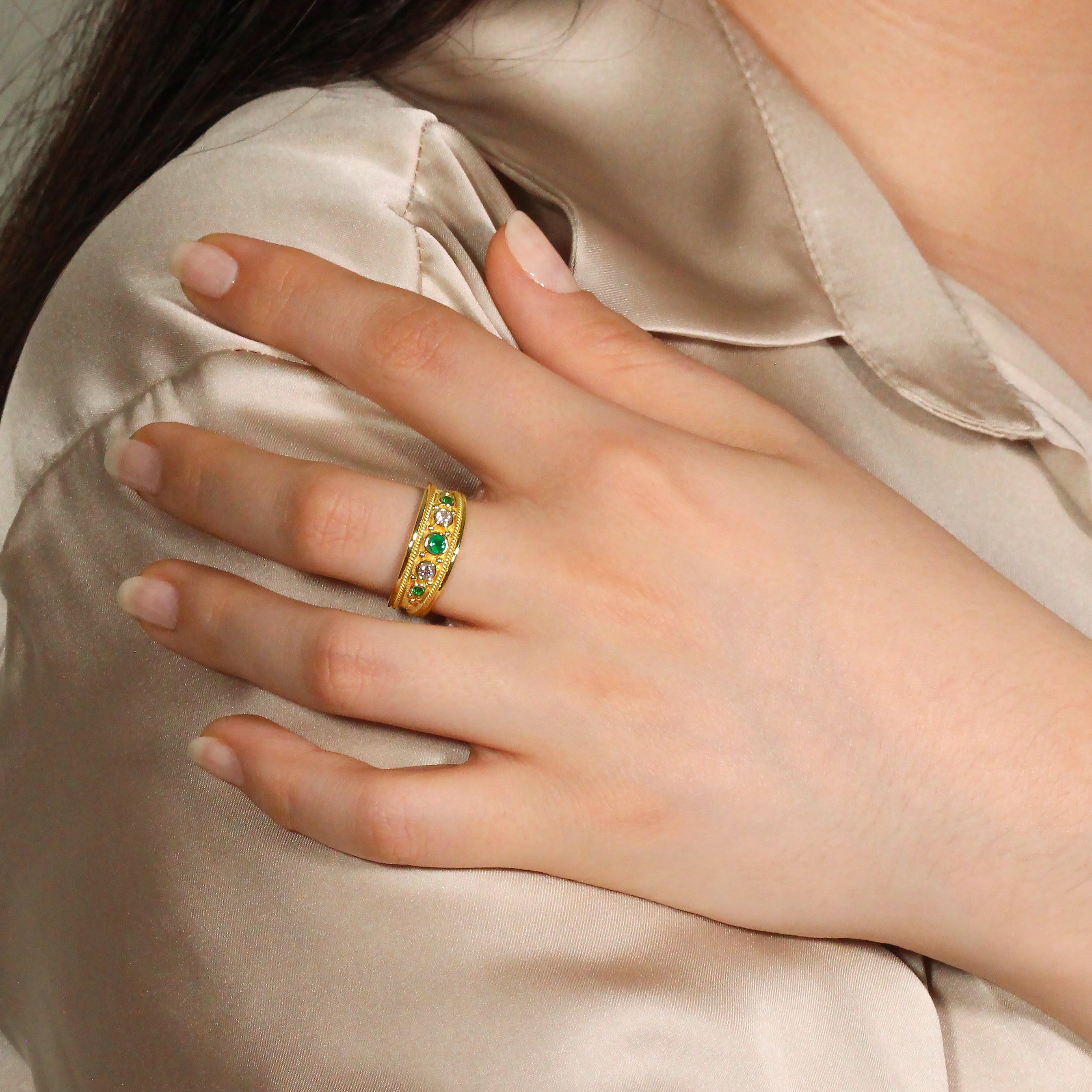 Emerald Diamond Gold Ring Odysseus Jewelry