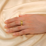 Gold Band Ring with Rubies and Sapphires Odysseus Jewelry