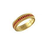 Gold Band Ring with Rubies and Granulations