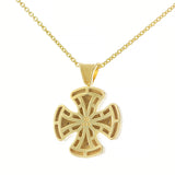 Byzantine Round Cross Pendant with Emerald and Diamonds Odysseus Jewelry