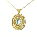 Byzantine Oval Gold Pendant with Oval Swiss Topaz and Diamonds Odysseus Jewelry