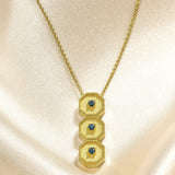 Byzantine Polygon Gold Pendant with Blue Diamonds Odysseus Jewelry