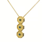 Byzantine Polygon Gold Pendant with Blue Diamonds Odysseus Jewelry