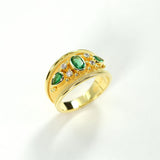 Gold Emerald Ring with Diamonds Odysseus Jewelry
