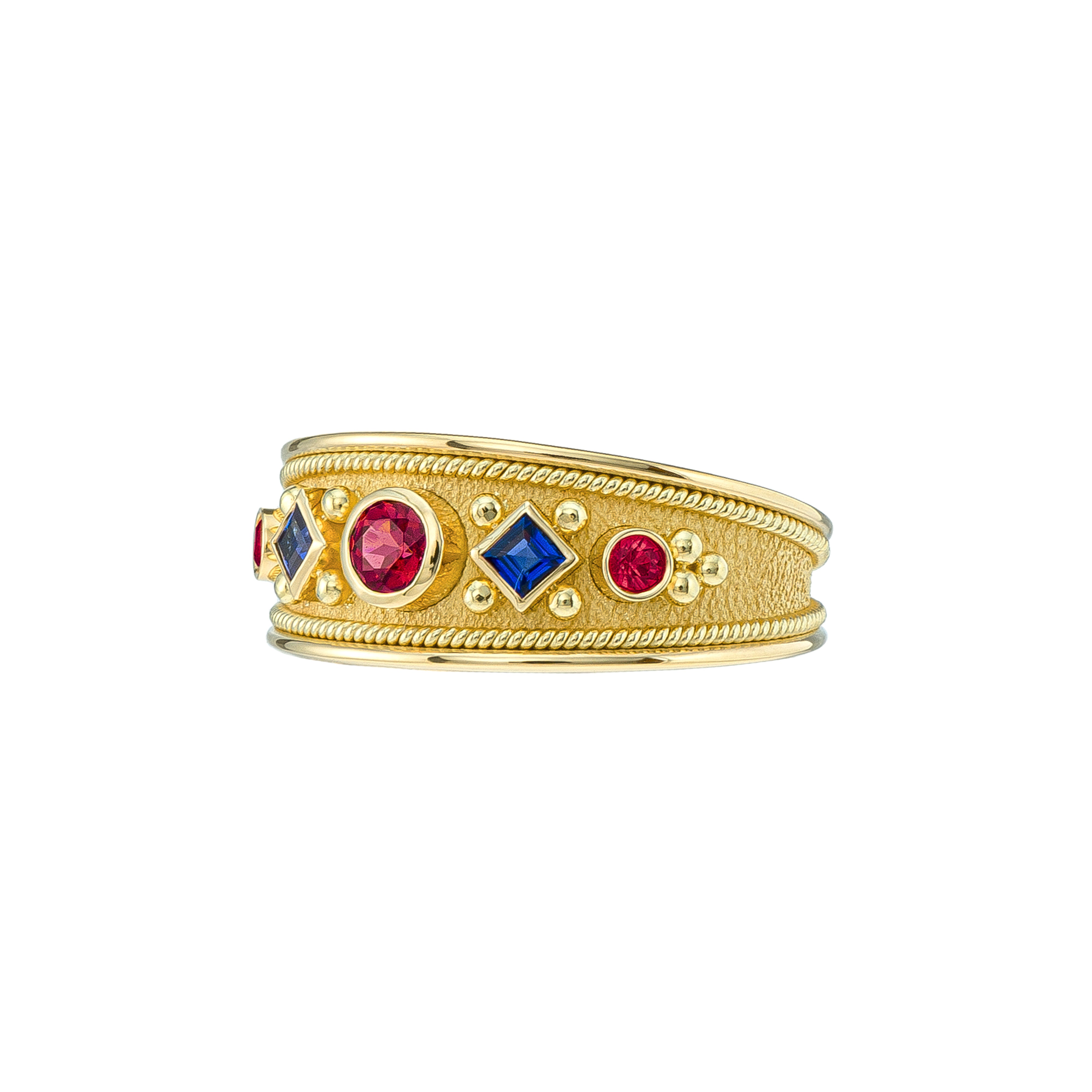 Sapphire Rubies Byzantine Gold Ring Odysseus Jewelry