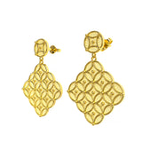 Square Dangle Earrings with Gold Motif and Granulations
