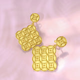 Square Dangle Earrings with Gold Motif and Granulations