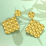 Square Dangle Earrings with Gold Motif and Granulations