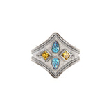 White Gold Ring with Citrine and Swiss Topaz