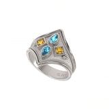 White Gold Ring with Citrine and Swiss Topaz