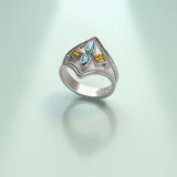 White Gold Ring with Citrine and Swiss Topaz