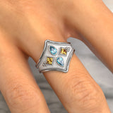 White Gold Ring with Citrine and Swiss Topaz