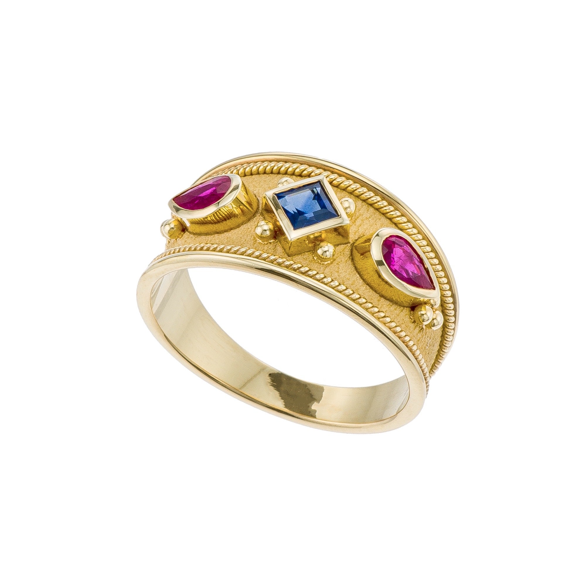 Sapphire Byzantine Gold Ring Odysseus Jewelry