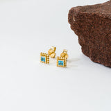 Square Swiss Topaz Gold Earrings Odysseus Jewelry
