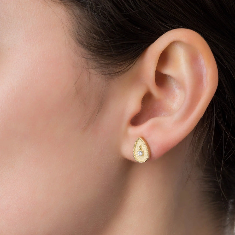 Diamond Gold Pear Earrings