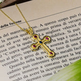Byzantine Cross Pendant with Rubies and Sapphire